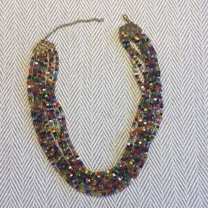Handcrafted multi strand beaded necklace Aprox 22 " total length,